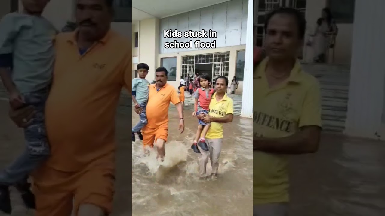 waterlogged in school kids stuck #school #waterlogged #stuck #flood #kids #schoollife #viralvideo
