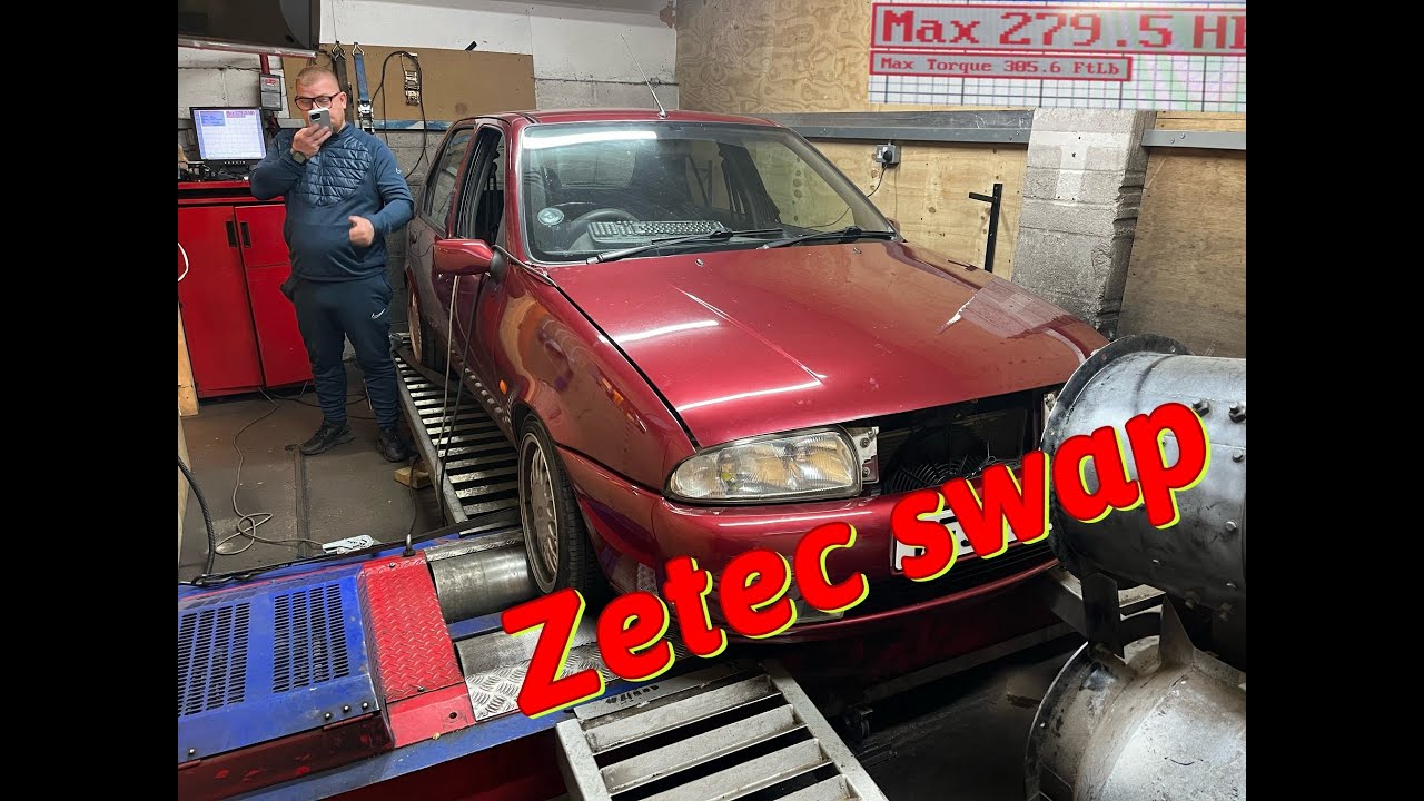 Grandads Zetec Turbo, замененный на Ford Fiesta MK4, проходит динамометрический стенд.