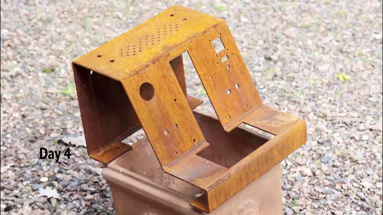 Corten steel accelerated rust timelapse