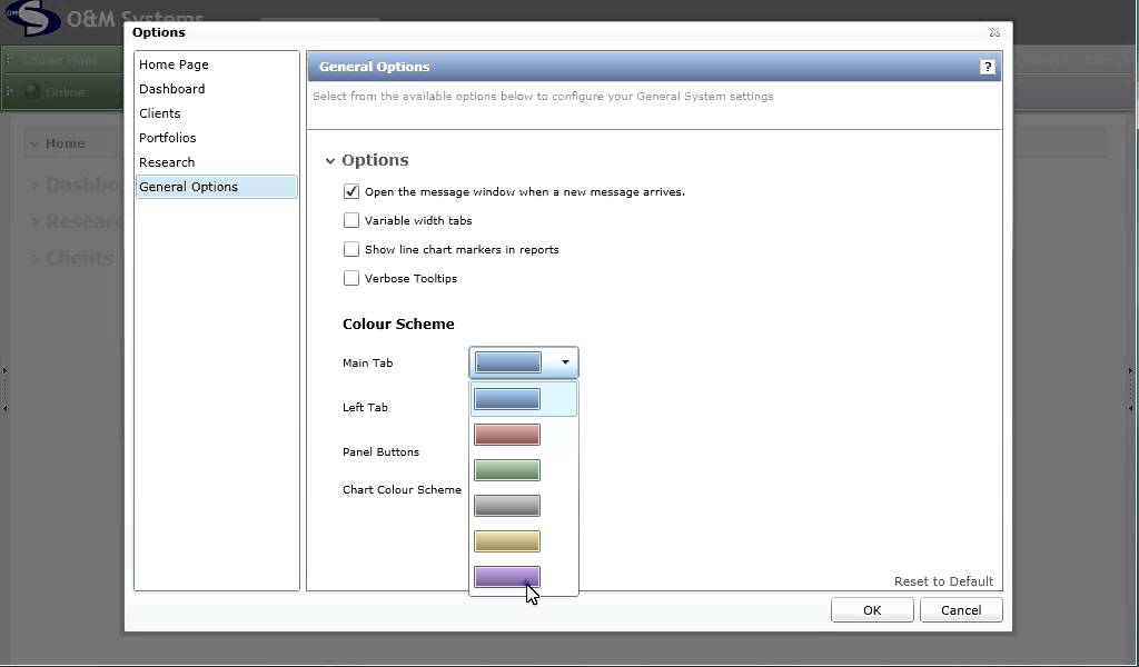 Investments Profiler - Customising System Colours