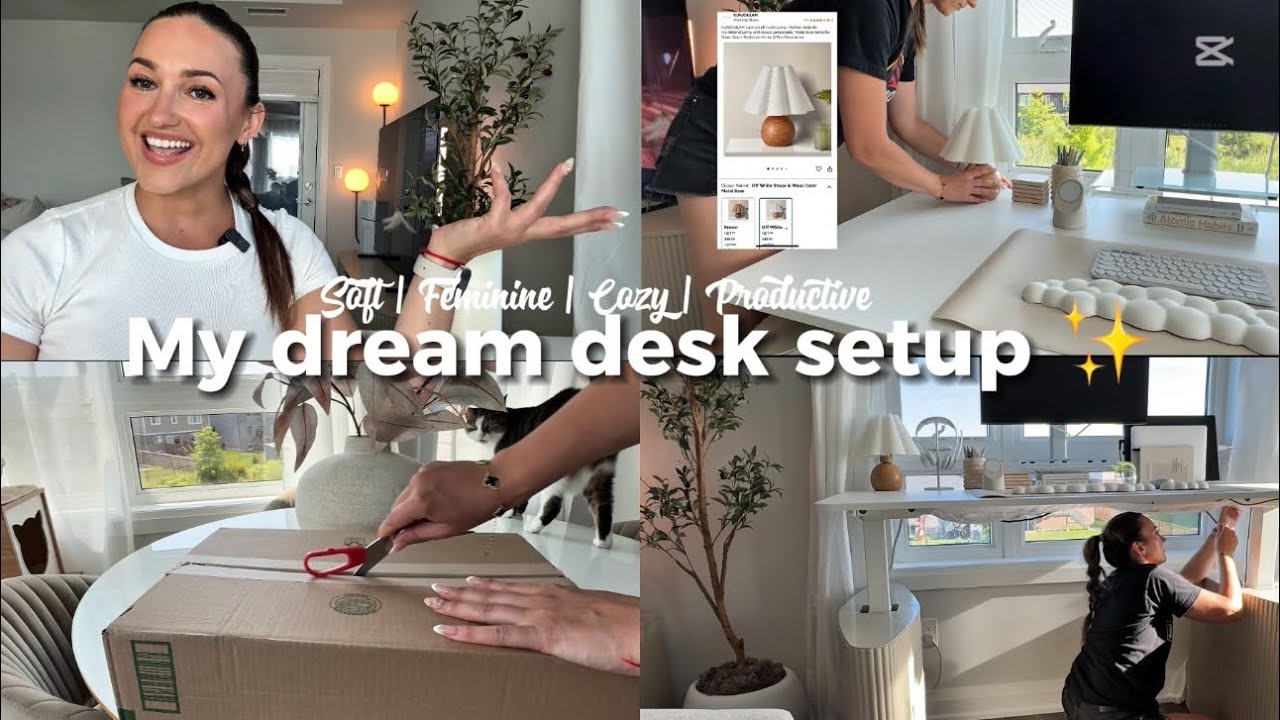 Aesthetic Home Office Setup ✨ Dreamy Soft Feminine Desk Tour (Minimal + Productive WFH)
