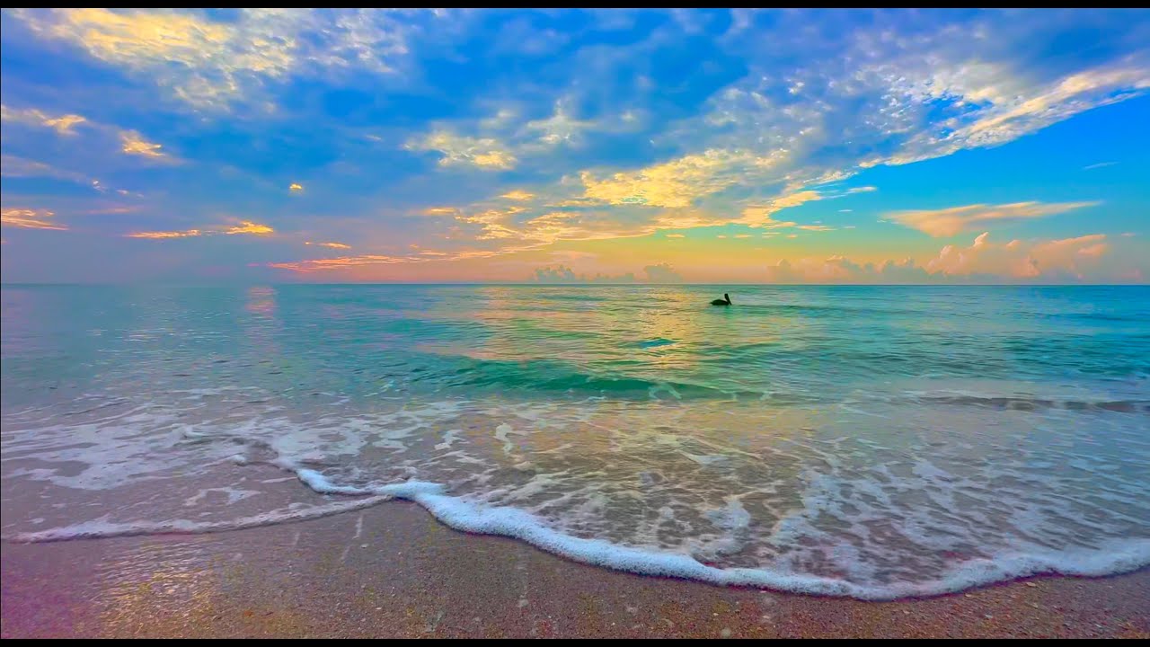 4K ✨Golden-Blue Skies & Relaxing Ocean Waves for Sleep | 8 Hours of Relaxing Nature Sounds
