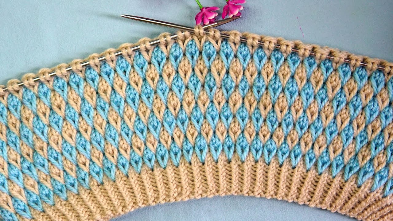 两种线编织毛衣图案，男士，女士都可用的编织花样【棒针445期】