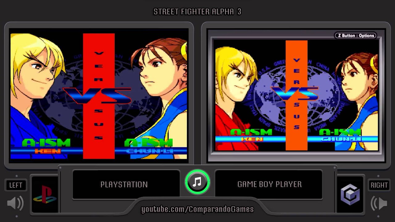 Street Fighter Alpha 3 (PS1 vs GBA) Side by Side Comparison (Game Boy Player)