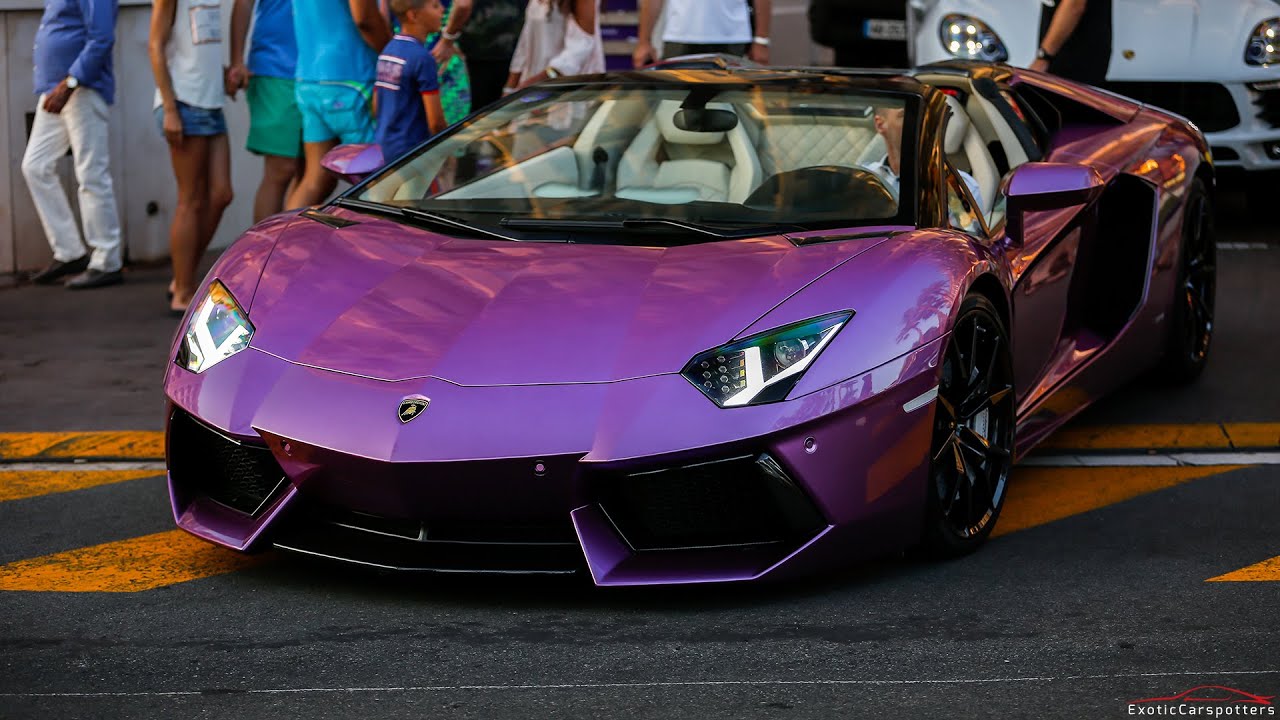 Purple Lamborghini Aventador LP700-4 Roadster w/ Capristo Exhausts - Rev & Accelerations !