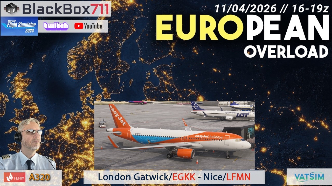 MSFS2024 - FENIX A320 | VATSIM European Overload | EGKK - LFMN | Test-Stream