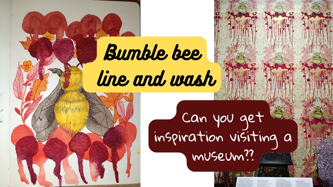 Line and wash Bumble bee pattern (How I find inspiration)