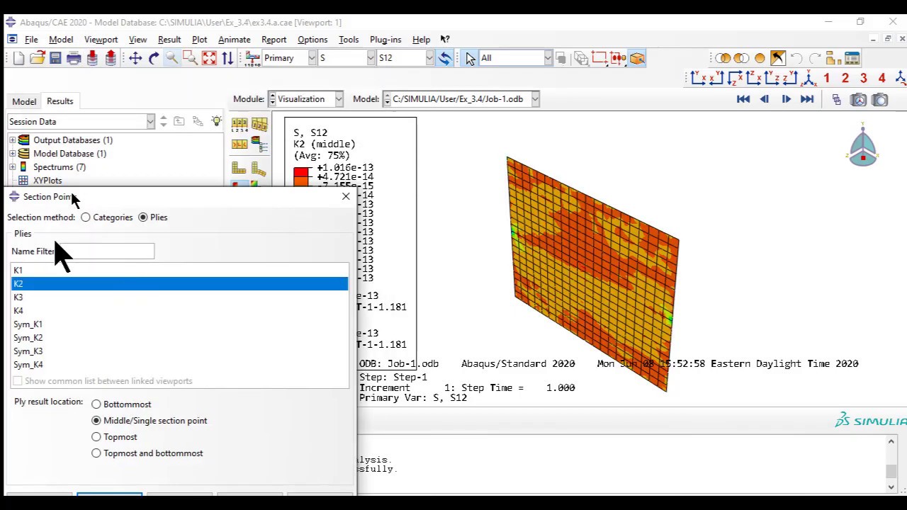 Example 3.4.a How to model a laminated composite using with thin shell elements in Abaqus