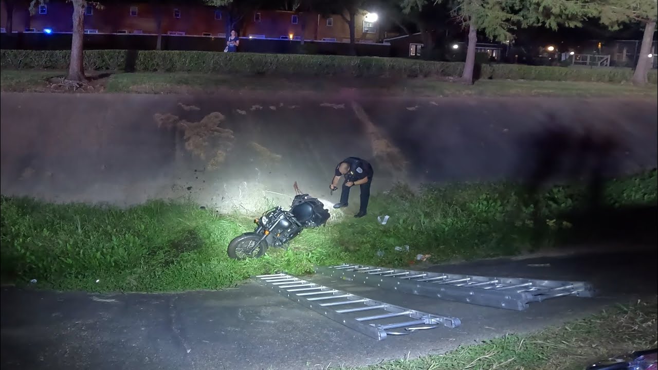 Honda Motorcycle Crashes Into 10ft Deep Ditch!!