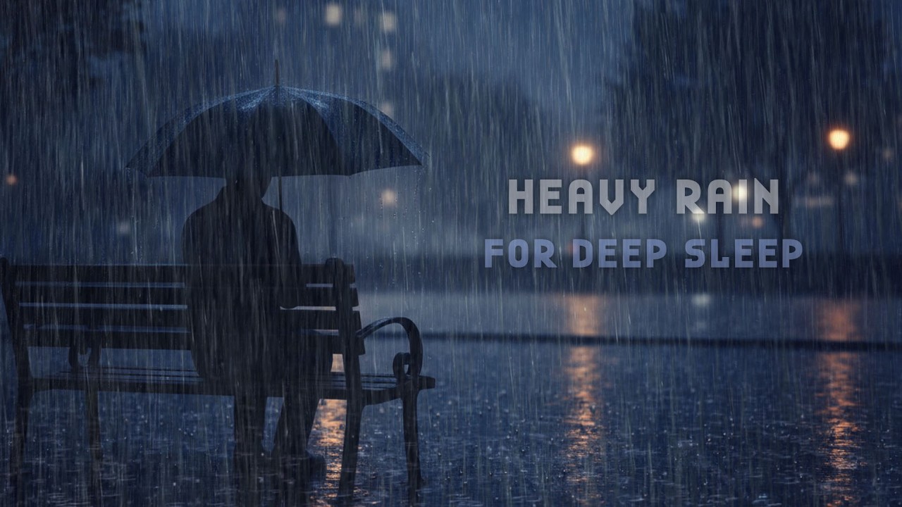 Relax and Sleep Fast 🌙 Heavy Rain & Thunder at Night ⚡ Under the Umbrella 😴