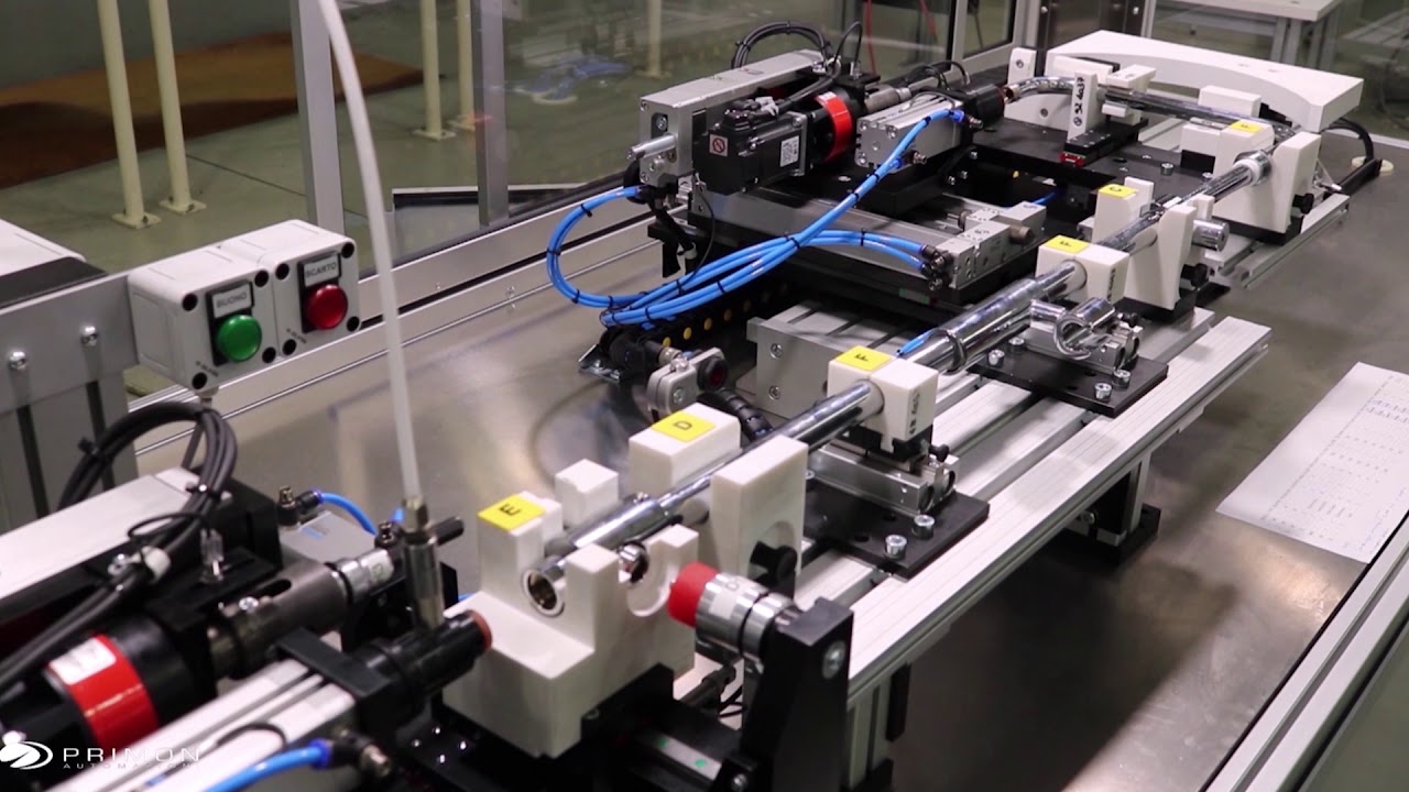 Assembly and test machine for shower colums