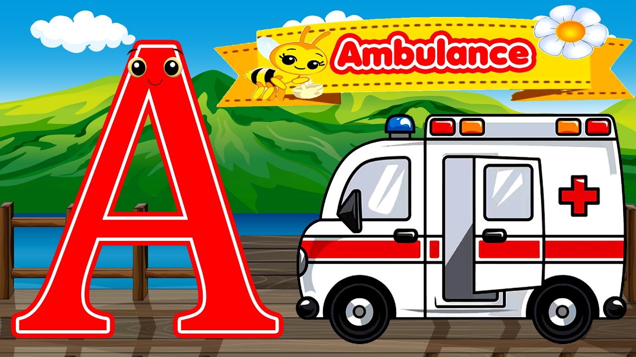 ABC Phonics Song for Kids | 🚑 A is for Ambulance | Magic Vehicle Transformation 🚗✨🚑 | Rescue Vehicle