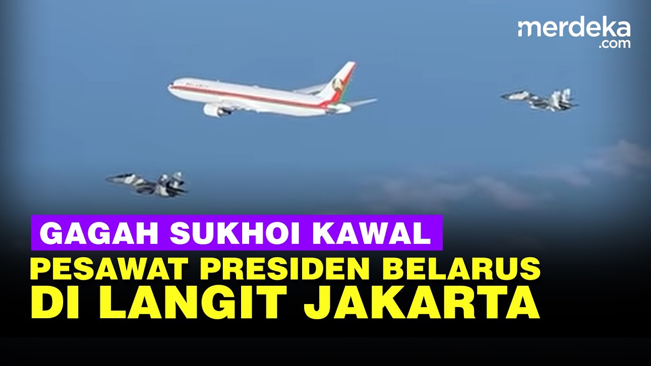Gagah Jet Tempur Sukhoi TNI AU Kawal Presiden Belarus di Langit Jakarta