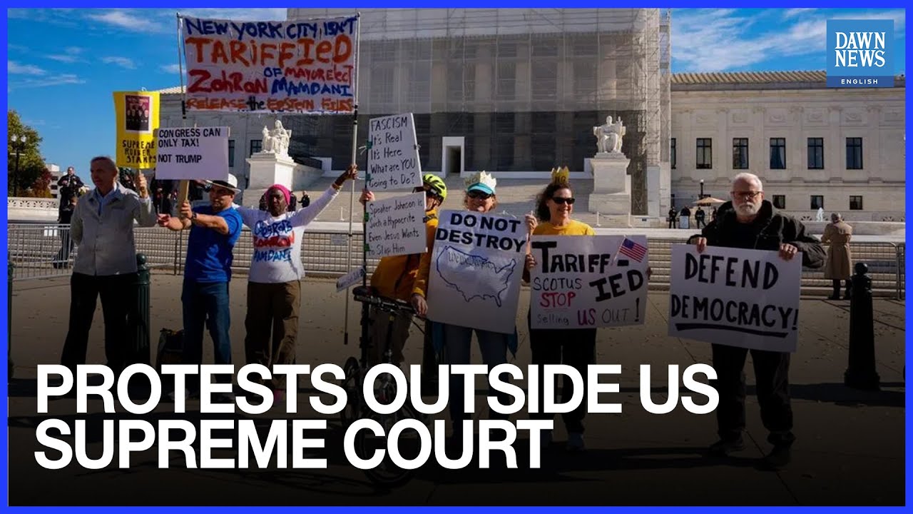 Protesters Rally As US Supreme Court Hears On Legality Of Trump's Global Tariffs