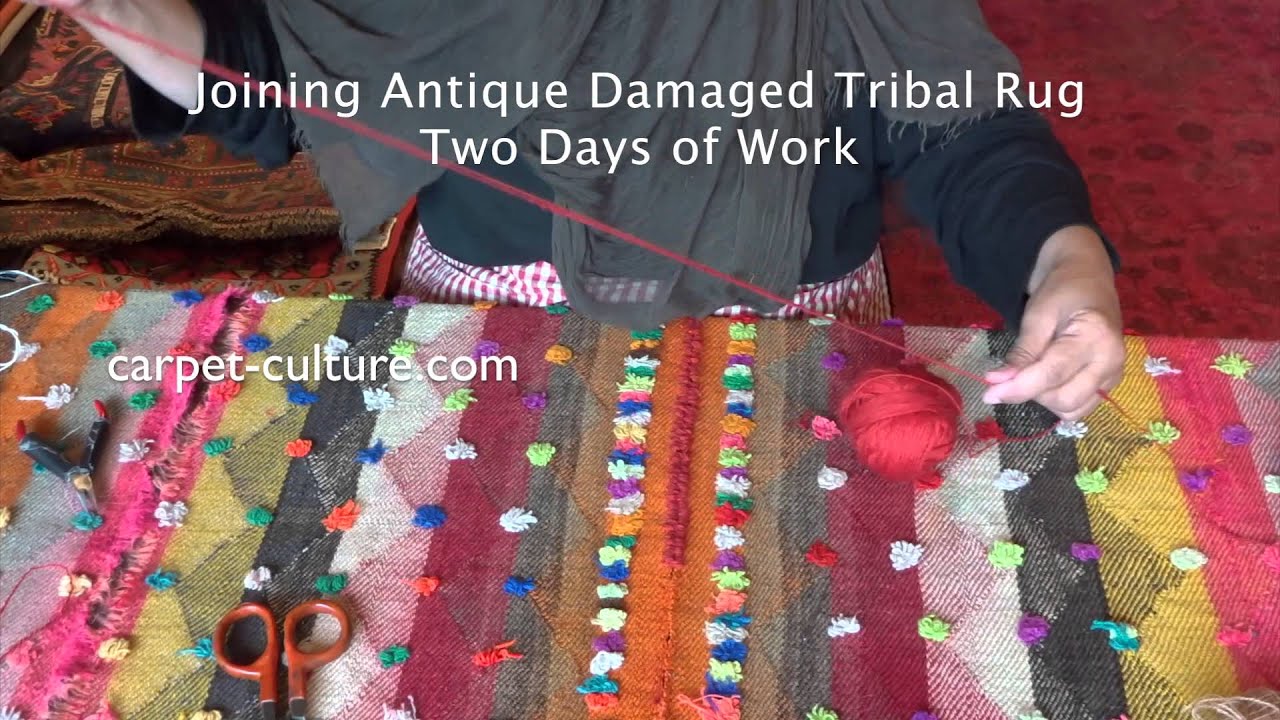 Joining Damaged Antique Tribal Rug @ Carpet Culture, Soho, NYC