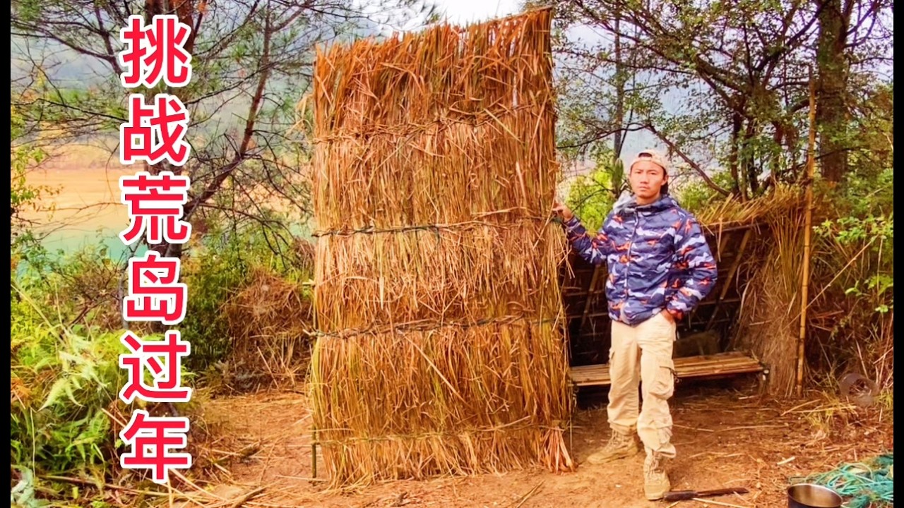 挑战荒岛过年遭遇连续几天强降雨，我快顶不住了#荒岛求生 #荒岛过年