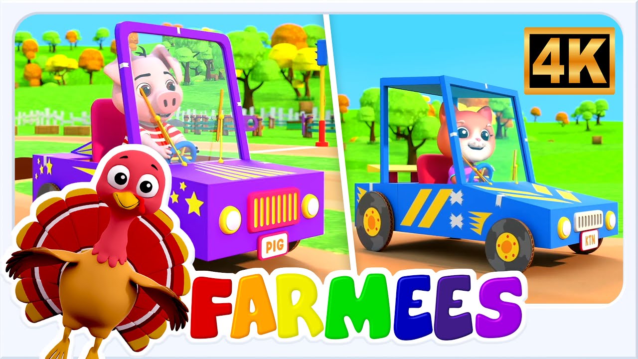 Wheels on the Car - Vehicles Rhymes for Kids