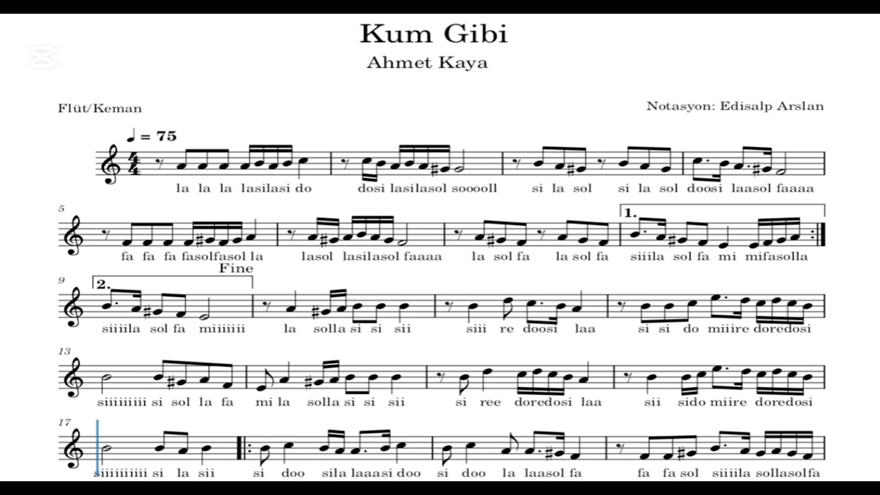 Kum Gibi - Ahmet Kaya - Flüt/Keman