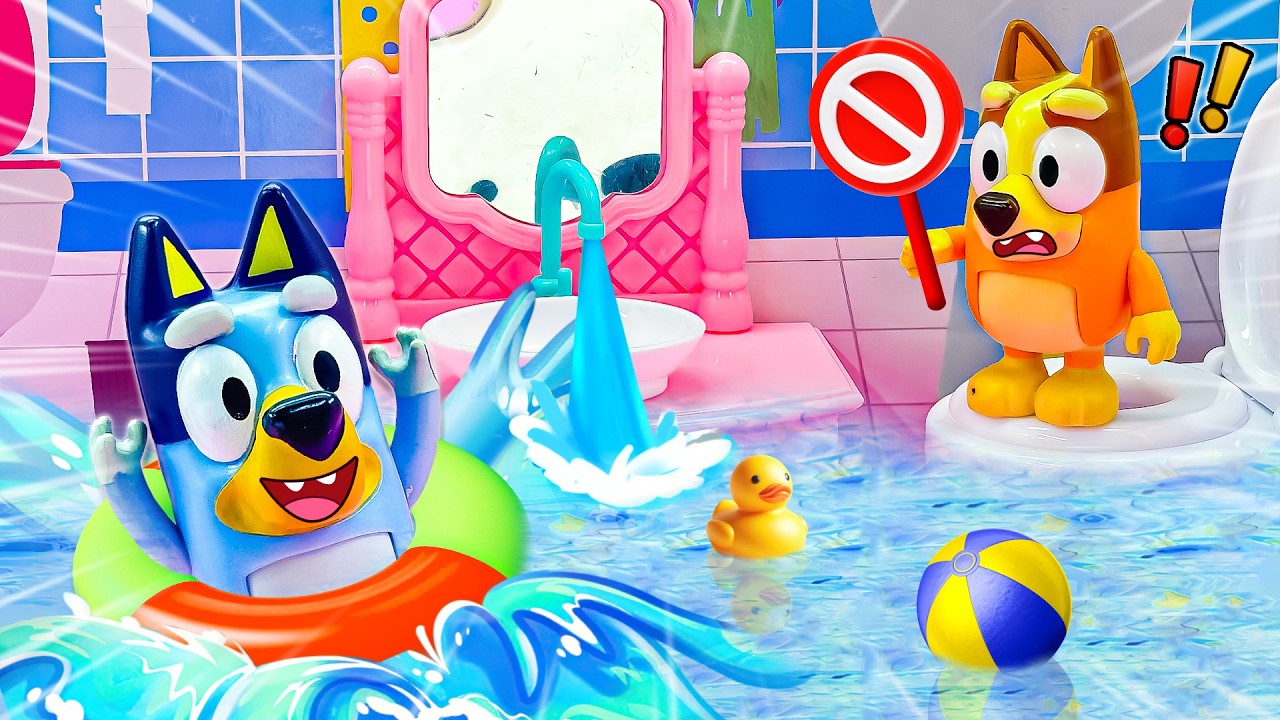 Bluey and Bingo Flood the House! 🚰 A Lesson on Saving Water for Kids | Pretend Play with Bluey Toys