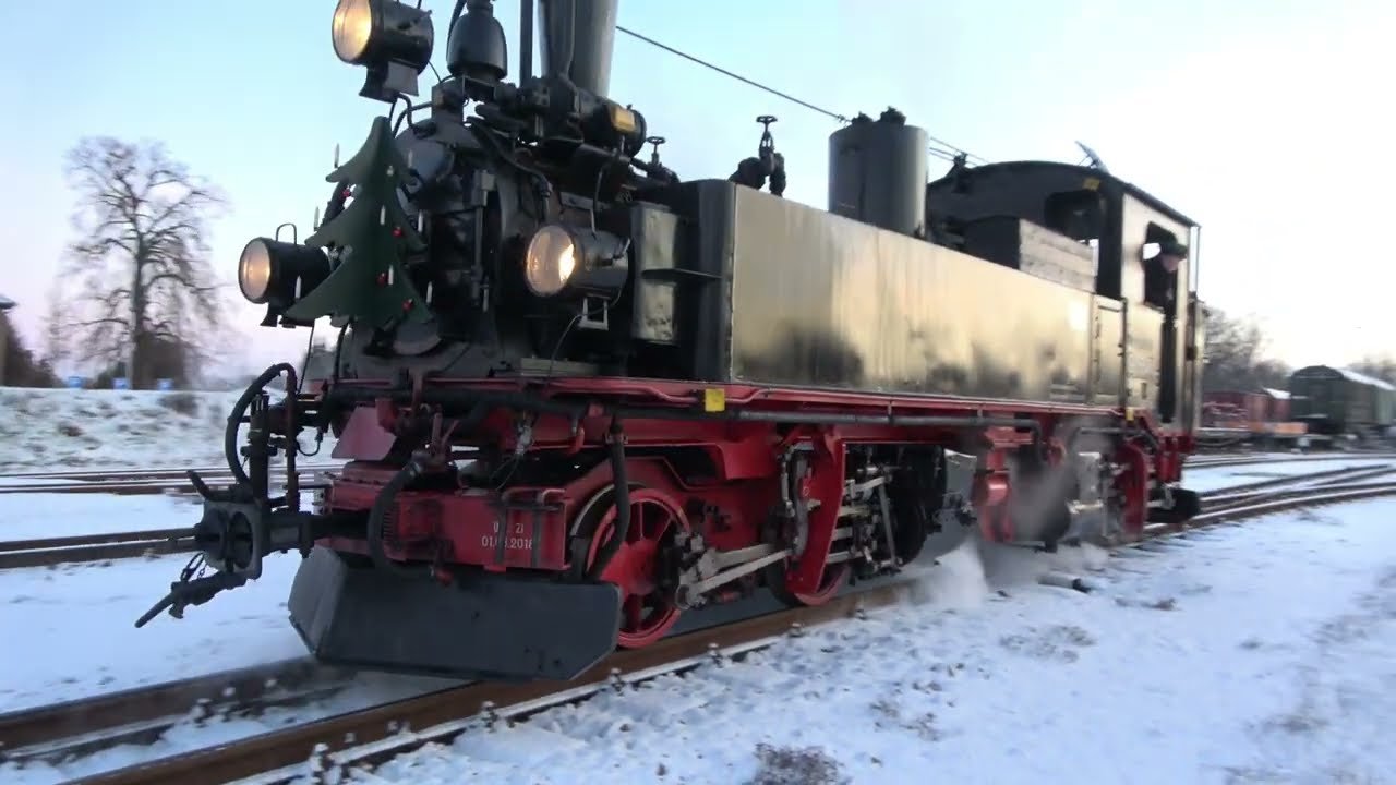 Schmalspuridylle bei der Döllnitzbahn: Schnee, Frost und Dampflok IV K 99 1584-4 / Wilder Robert