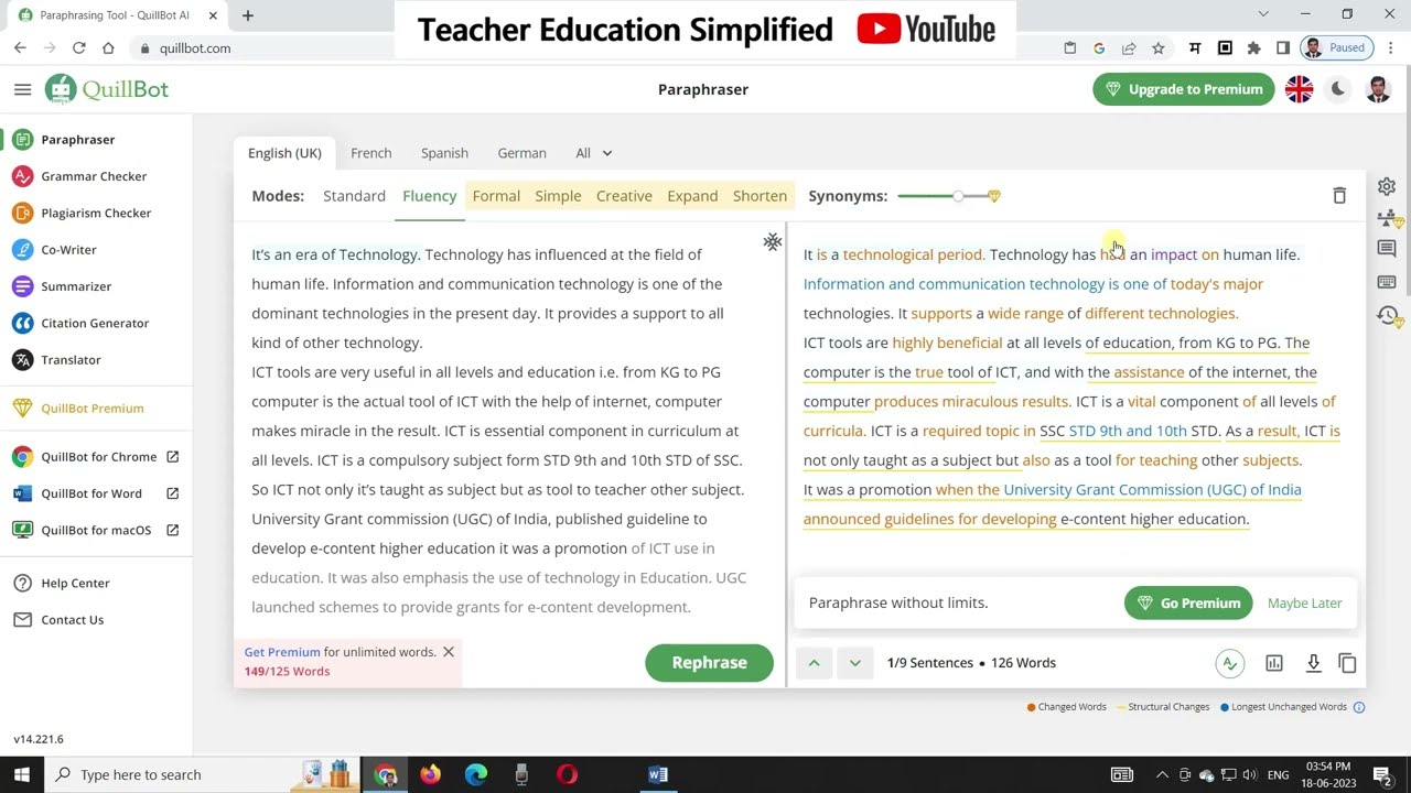 Free Paraphrase AI Tool - Quill Bot (Hindi)