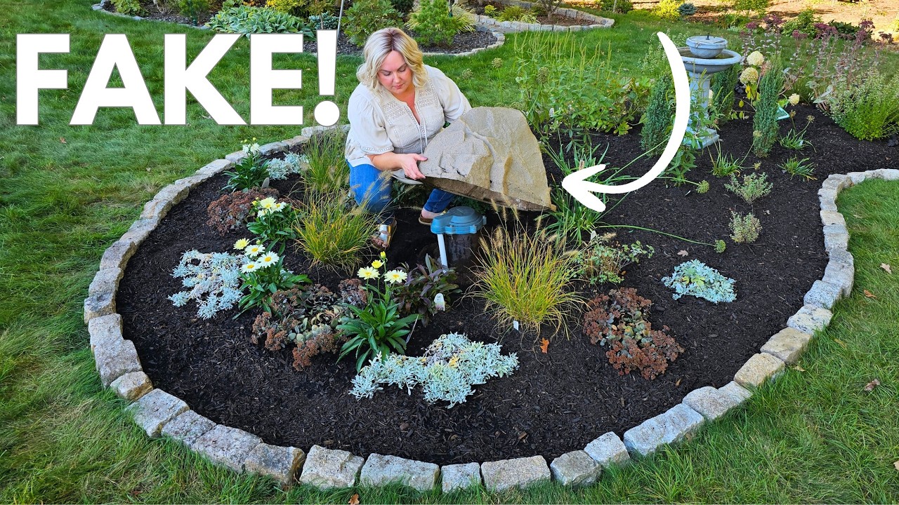 How to Create a New Flower Bed from Scratch. Fake Rock SOLVED a Problem. No Dig Garden Bed.