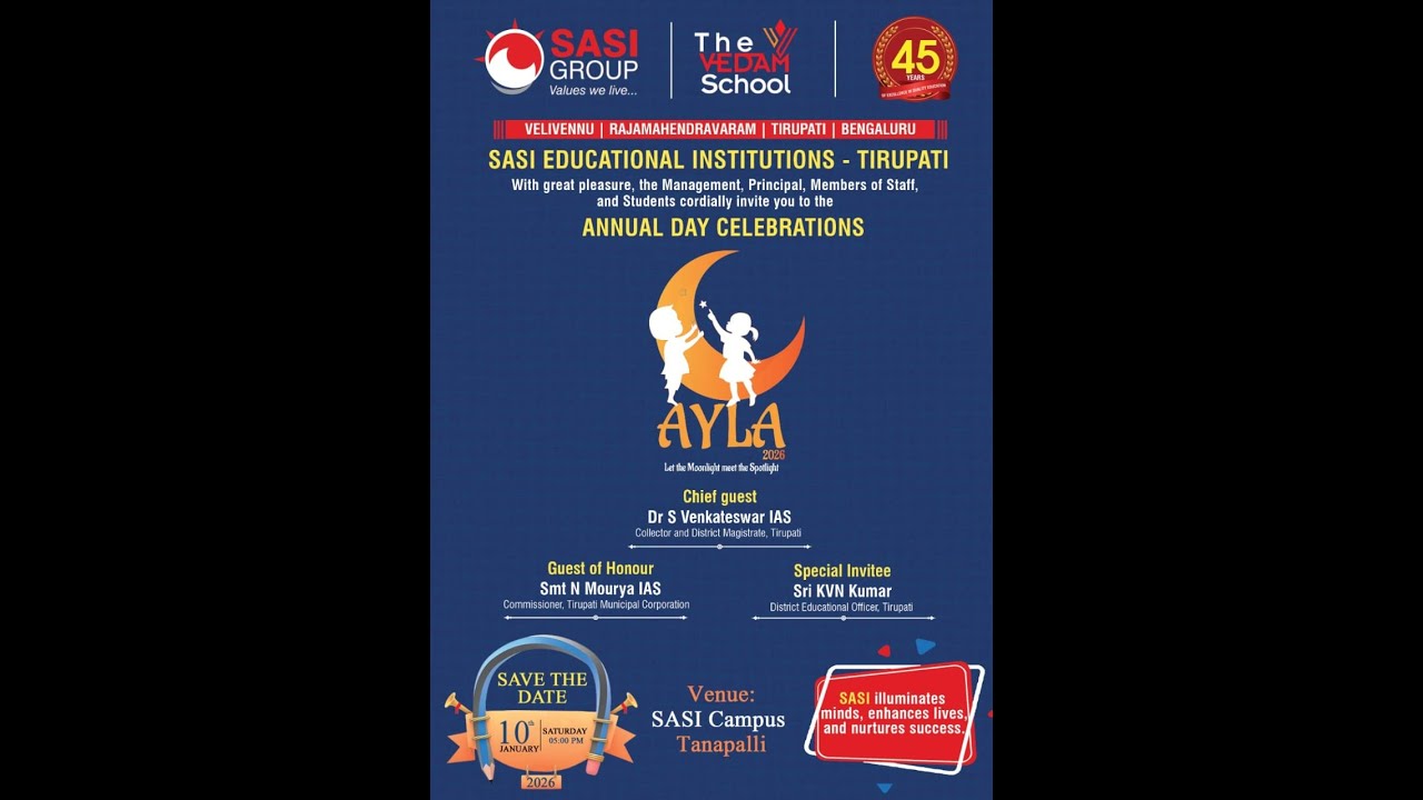 AYLA 2026 Annual Day Celebrations, SASI Educational Institutions Tirupati
