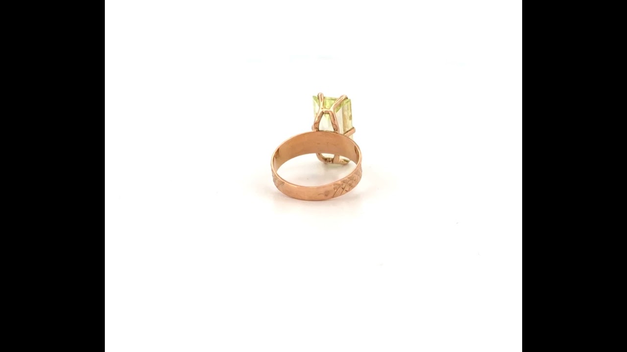 Bague or 750/1000e et citrine jaune citron rectangulaire de 3,5carats dépôt vente Or Ligne La Teste