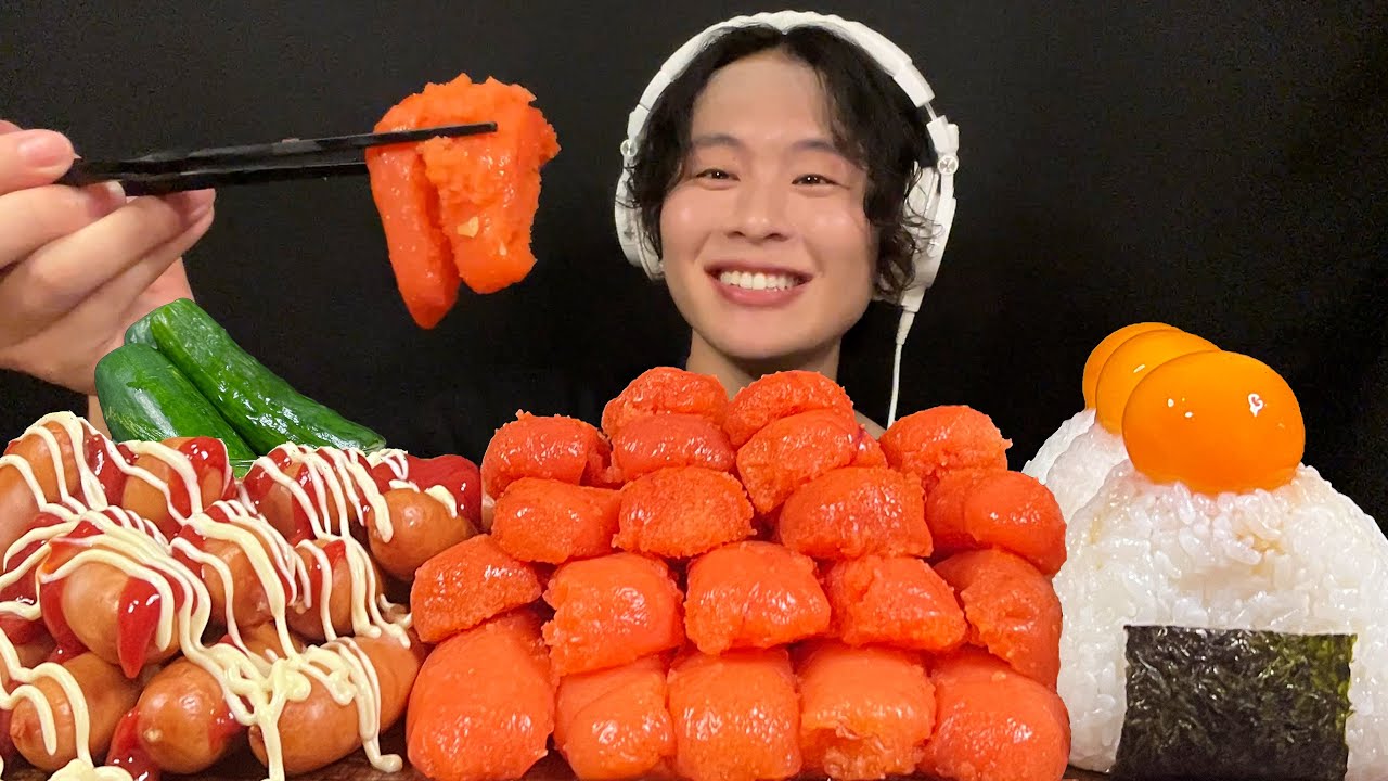 ASMR たっぷり明太子の痛風定食‼️【咀嚼音/mukbang/Eating Sounds】