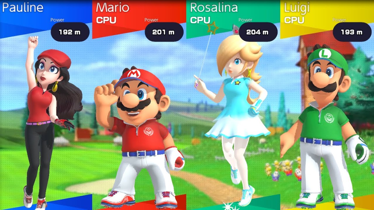 Mario Golf Super Rush - Speed Golf Pauline vs Mario vs Rosalina vs Luigi