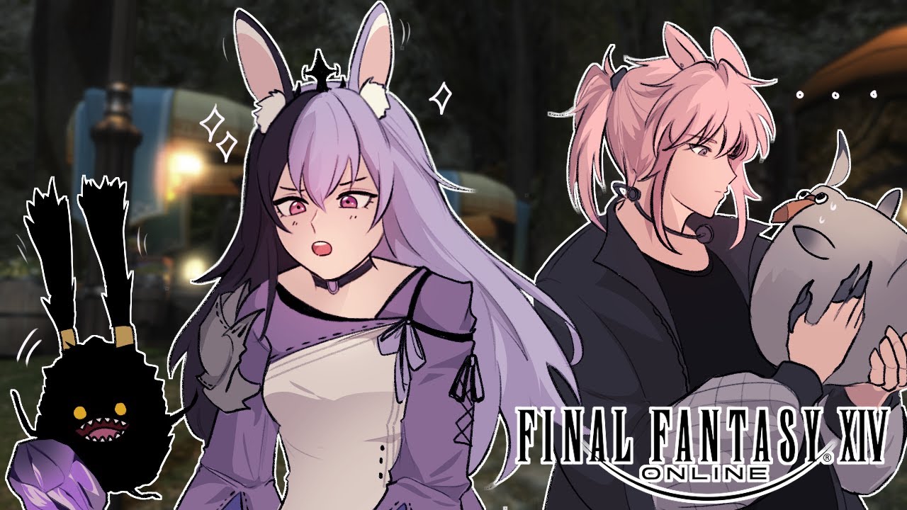 ♡Two bunnies exploring Eorzea and doodling with @haru_ueue ♡ [FFXIV] collab