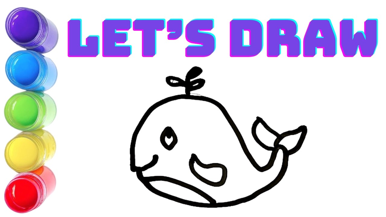 How To Draw A Cute Dolphin, Drawing, Painting & Coloring For Kids and Toddlers_ Child Art 🐋🌈🎨
