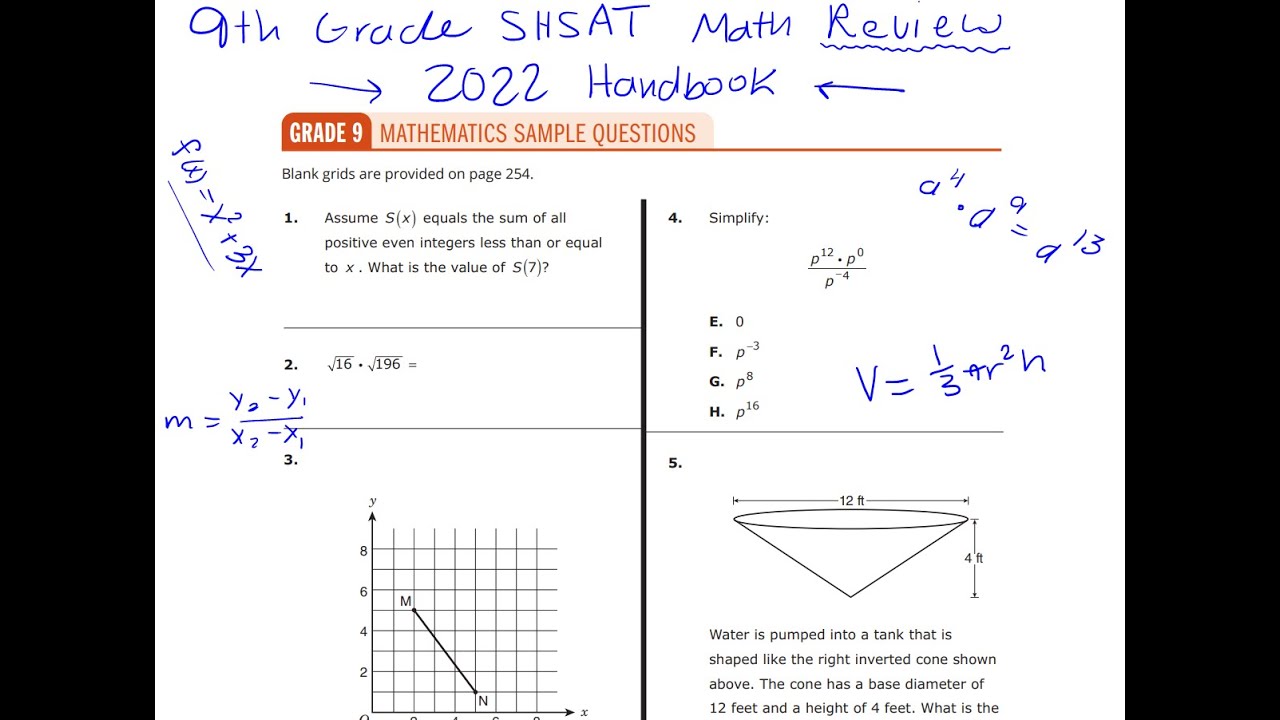 9th-Grade SHSAT Math Review (2022 Sample Questions)