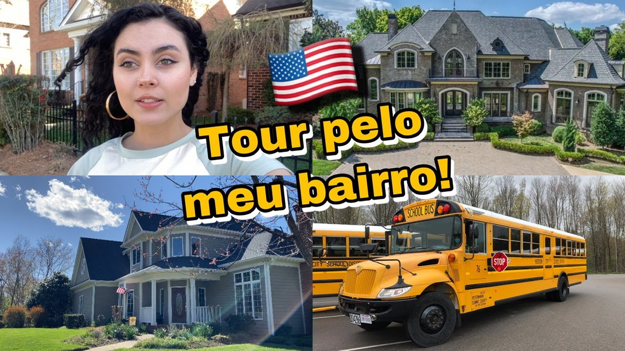 Tour pelo meu bairro nos Estados Unidos!🇺🇸 As casas são impressionantes 😱