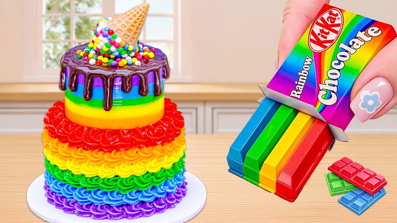 Amazing Miniature Rainbow Chocolate Drip Icecream Cake Decorating 🌈 Tiny Rainbow Cake By DIY Cakes