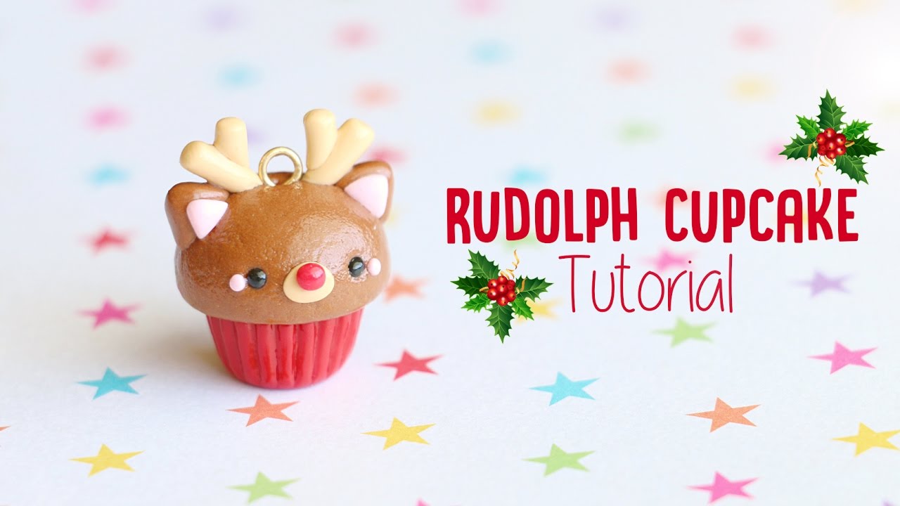 Rudolph Reindeer Cupcake│Polymer Clay Christmas Tutorial