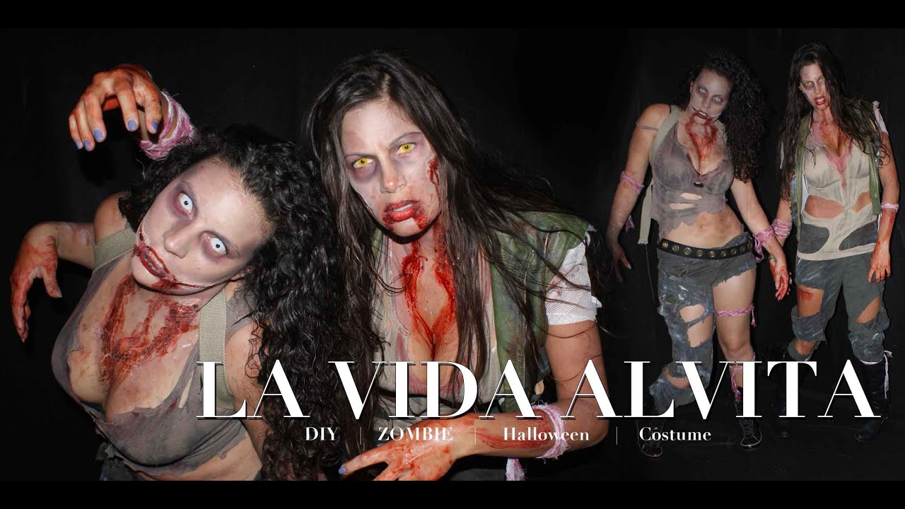 DIY Walking Dead inspire ZOMBIE Costume and Makeup!!! No sewing!!! GIVEAWAY!!!