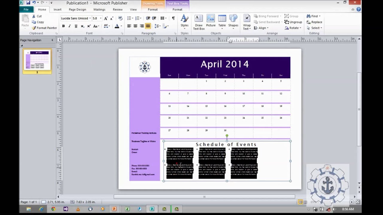 How to use Calendars in Microsoft Publisher 2010