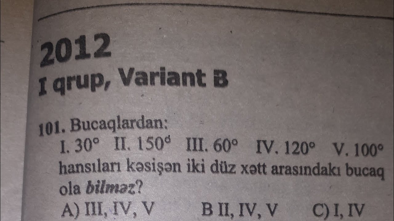 Dinamika. 1 ci qrup qəbul 2012. B variantı. Riyaziyyat.