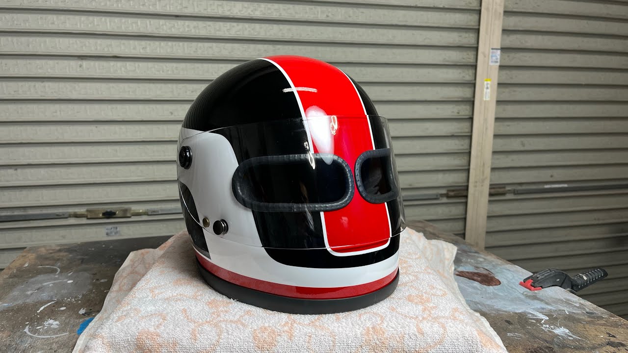 カスタムヘルメットに平忠彦レプリカカラーの塗装してみた　racing replica full face helmet custom painting