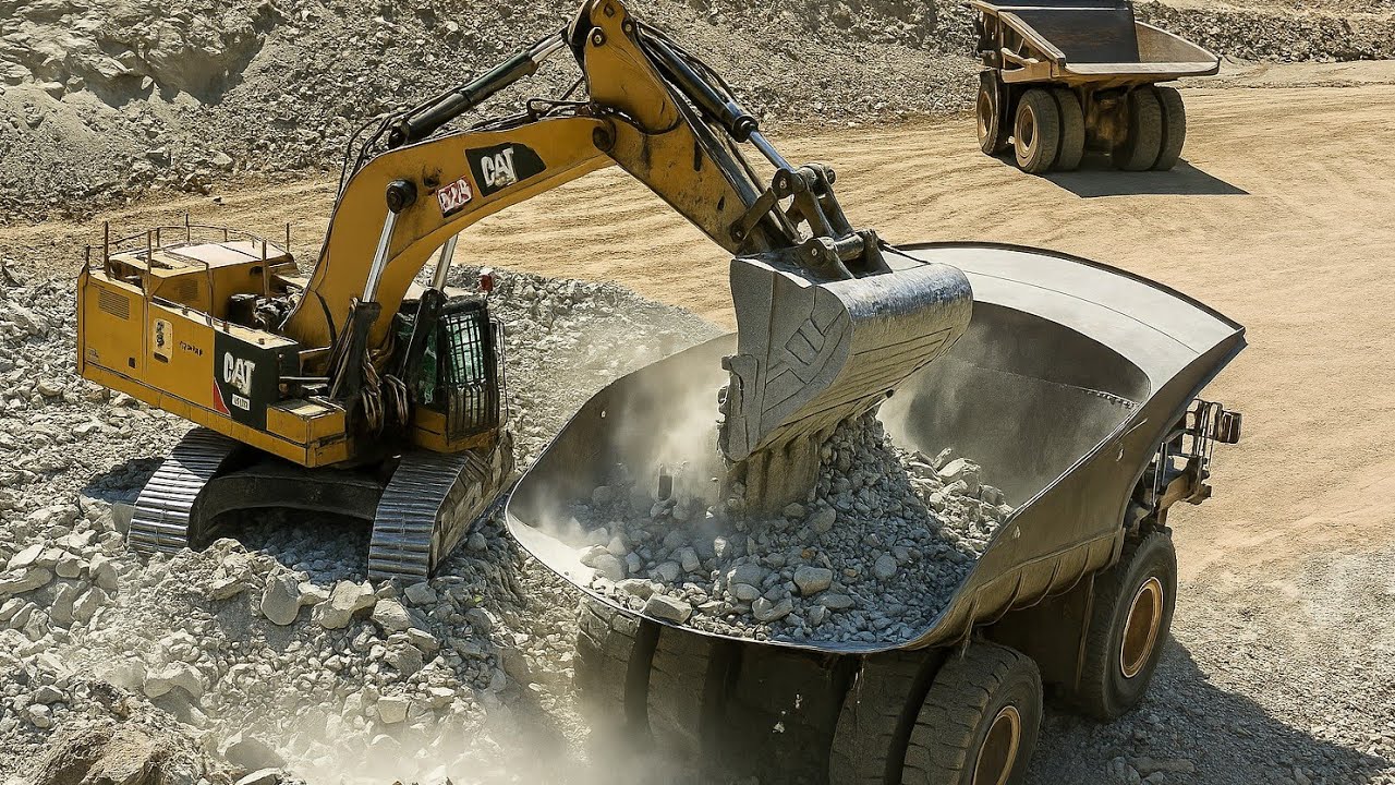 Powerful CAT 390F Excavator Loading Massive Dump Trucks | Real Mining Operation in Action 💪🚜