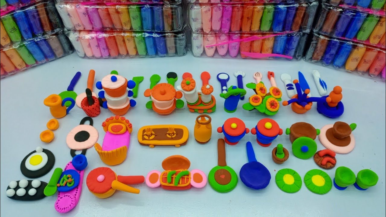 Amazing technique make kitchen set with polymer clay| Miniature clay kitchen set| Primitivekitchen#