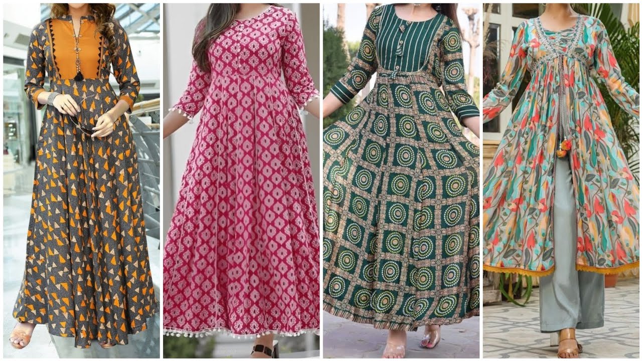 Lawn Cotton Anarkali Suit Design 2025/Summer Special Printed Causal Frocks/white Color Frock Ideas