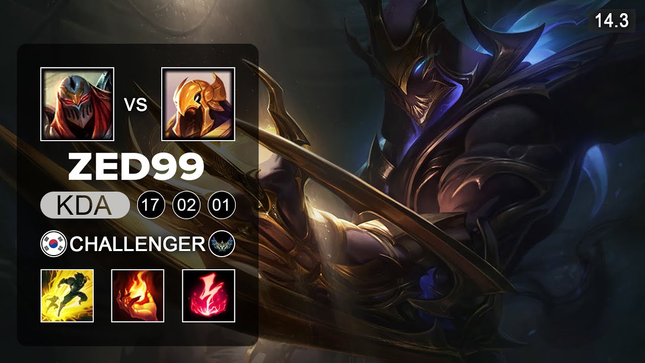 ZED99 Zed vs Azir Mid - KR Challenger - Patch 14.3 Season 14
