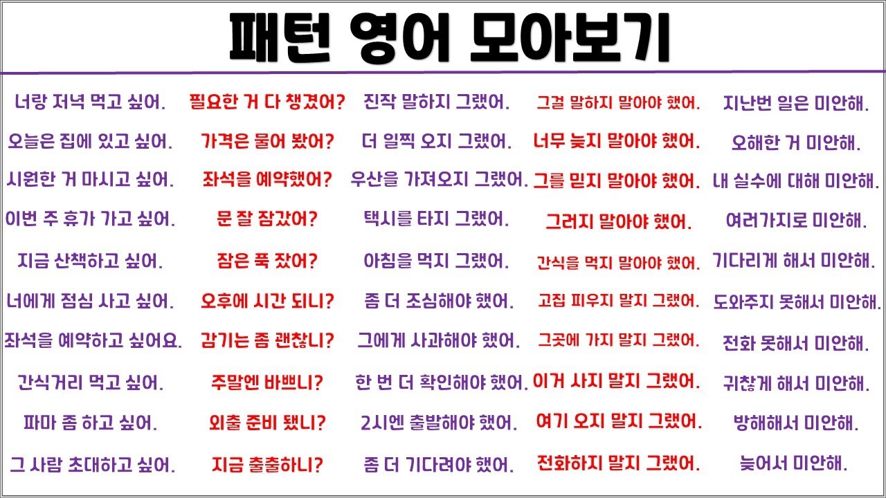 패턴 실생활 영어 1시간 모아보기 (15탄)