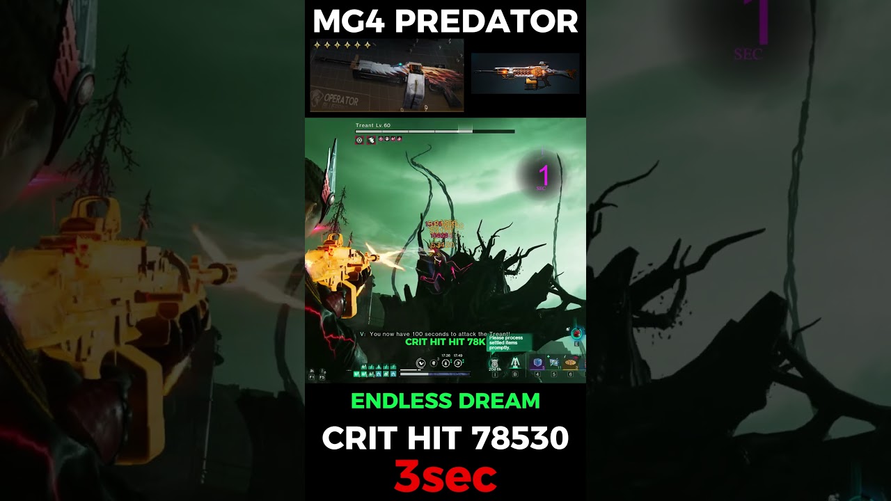 ONCE HUMAN PRO TREANT 3sec MG4 PREDATOR CRIT HIT 78K🥶#oncehuman