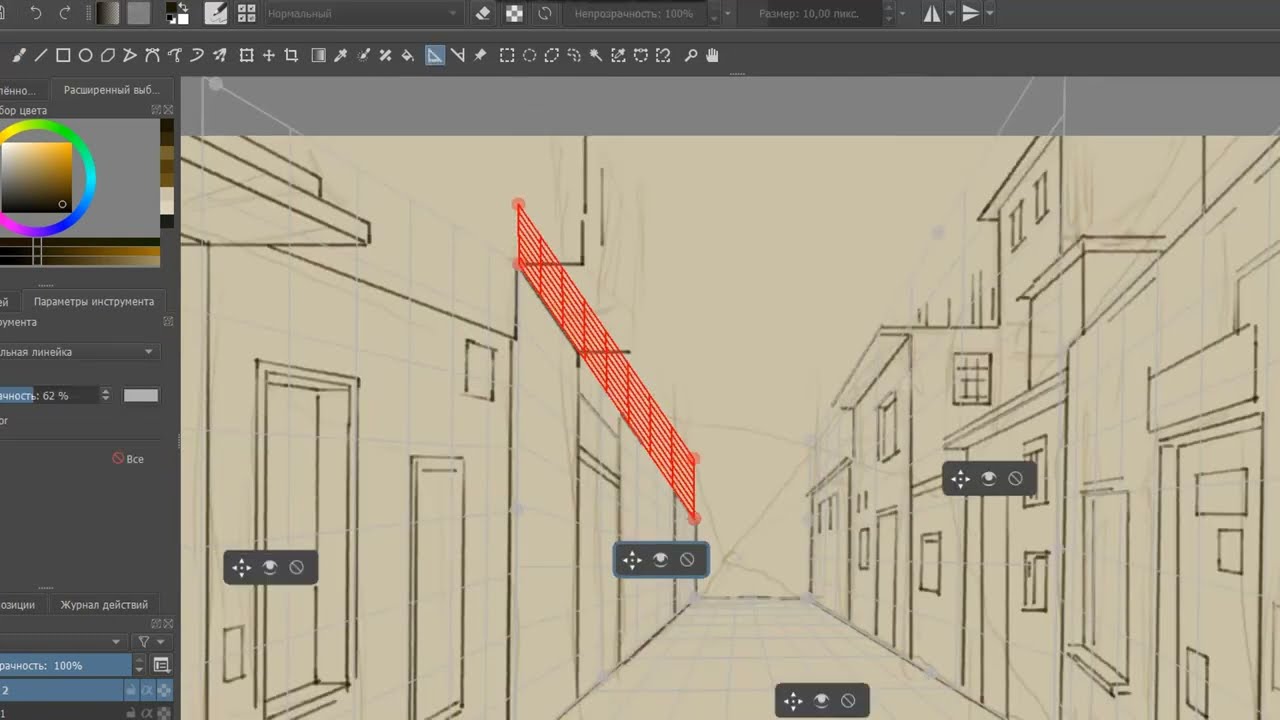 Krita 4.3.0 Перспектива. Инструмент привязки