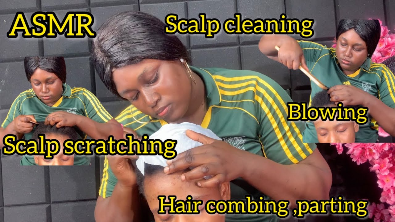 ASMR:💫scalp scratching&cleaning ,hair parting ,combing and blowing 💤