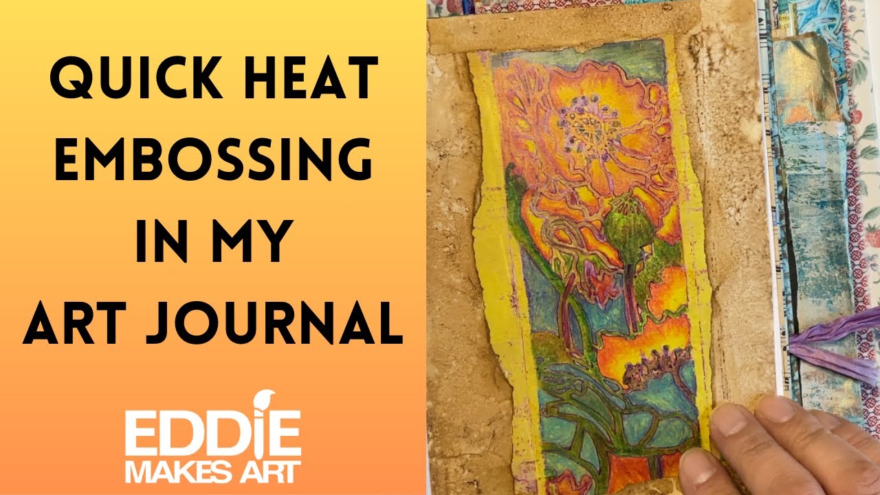 Quick Heat Embossing In My Art Journal #mixedmediaartist #gelprints #flipthrough