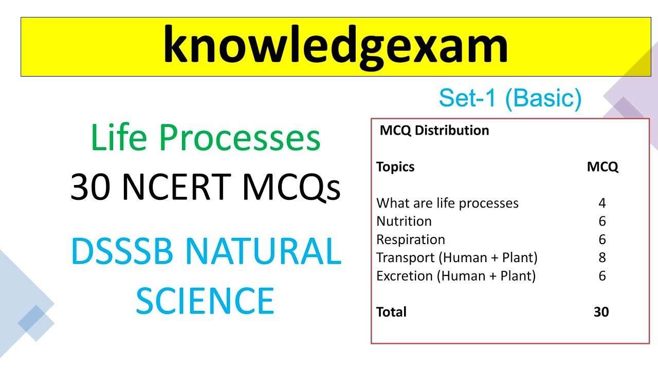 Life processes I 30 NCERT MCQs I DSSSB TGT Natural Science I Rapid Revision